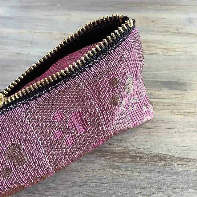 【肉球】畳縁 テトラ型 ペンケース ラズベリー色 ベリーカラー ピンク 犬 猫 足あと