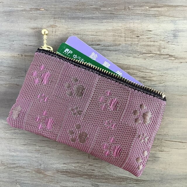 【肉球】畳縁 ぺたんこ ミニポーチ カードケース 小銭入れ ラズベリー色 ベリーカラー ピンク 犬 猫