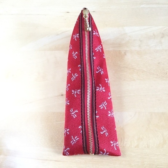 【とんぼ】畳縁 テトラ型 ペンケース トンボ 勝ち虫 赤 縁起物