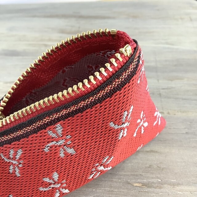 【とんぼ】畳縁 テトラ型 ミニポーチ 小銭入れ 赤 トンボ 勝ち虫 縁起物