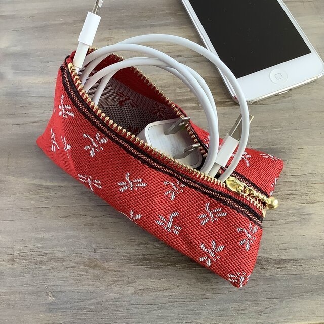 【とんぼ】畳縁 テトラ型 ミニポーチ 小銭入れ 赤 トンボ 勝ち虫 縁起物