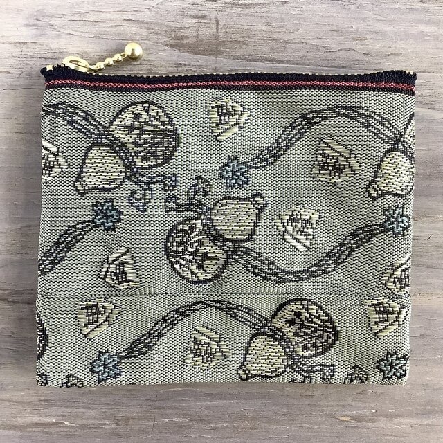 【瓢箪から駒】畳縁 ポーチ サニタリーケース 縁起物 将棋 ひょうたん グリーン