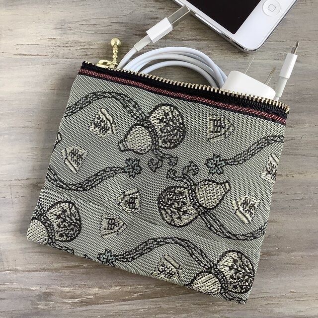 【瓢箪から駒】畳縁 ポーチ サニタリーケース 縁起物 将棋 ひょうたん グリーン