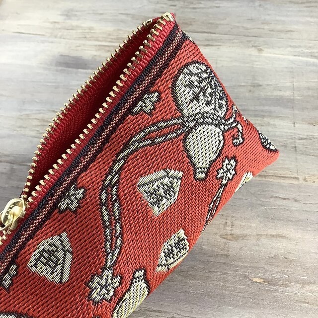 畳縁【瓢箪から駒】テトラ型 ペンケース 赤 将棋 ひょうたん 縁起物