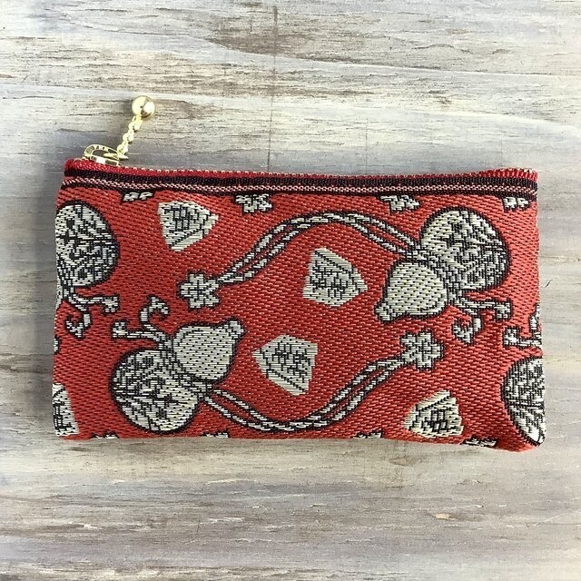 畳縁【瓢箪から駒】ミニポーチ カードケース 小銭入れ 赤 将棋 ひょうたん 小銭入れ 縁起物