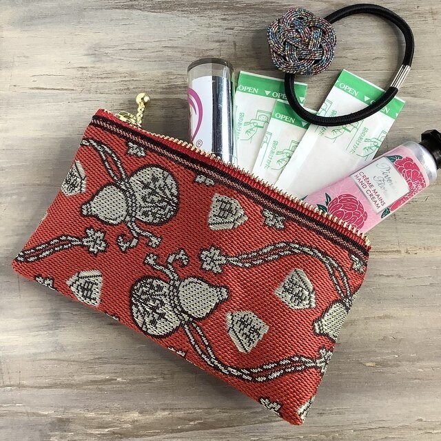 畳縁【瓢箪から駒】ミニポーチ カードケース 小銭入れ 赤 将棋 ひょうたん 小銭入れ 縁起物