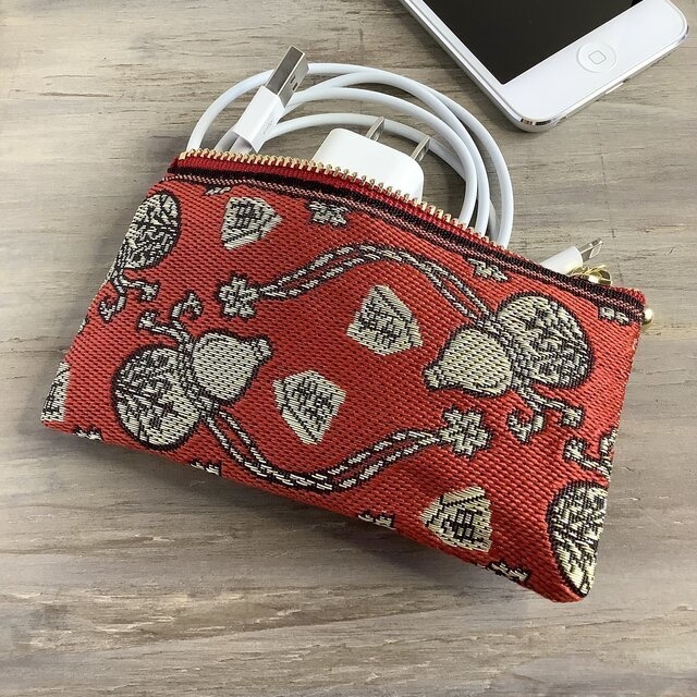 畳縁【瓢箪から駒】ミニポーチ カードケース 小銭入れ 赤 将棋 ひょうたん 小銭入れ 縁起物