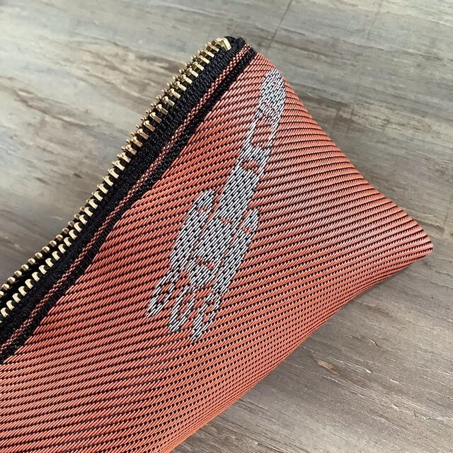 【ロケット】畳縁 テトラ型 ペンケース 夕焼け 宇宙 オレンジ