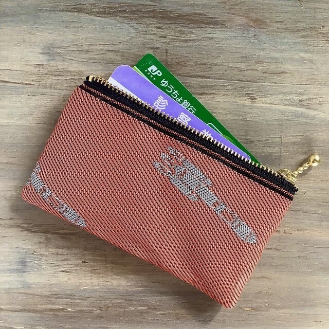 【ロケット】畳縁 ぺたんこ ミニポーチ カードケース 小銭入れ 夕焼け 宇宙 オレンジ