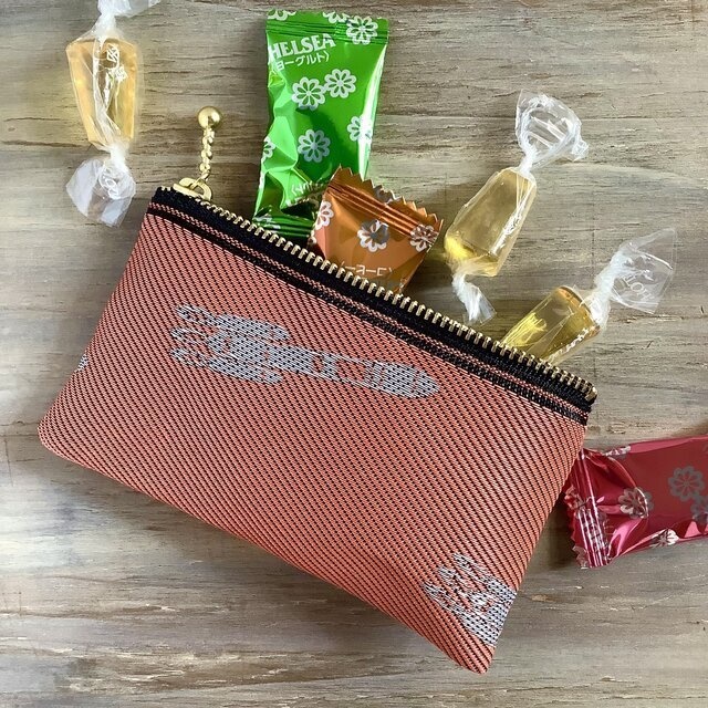 【ロケット】畳縁 ぺたんこ ミニポーチ カードケース 小銭入れ 夕焼け 宇宙 オレンジ