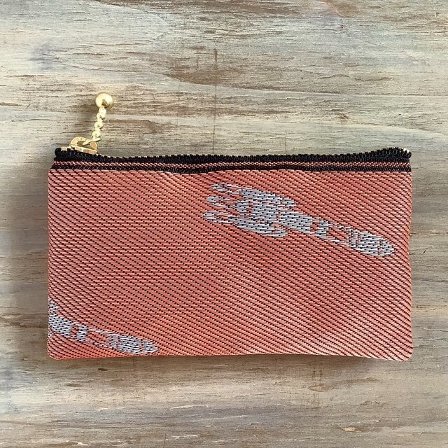 【ロケット】畳縁 ぺたんこ ミニポーチ カードケース 小銭入れ 夕焼け 宇宙 オレンジ