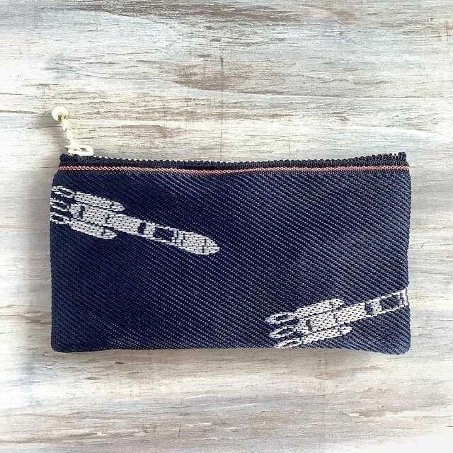 【ロケット】畳縁 ぺたんこ ミニポーチ カードケース 小銭入れ 漆黒 宇宙 黒