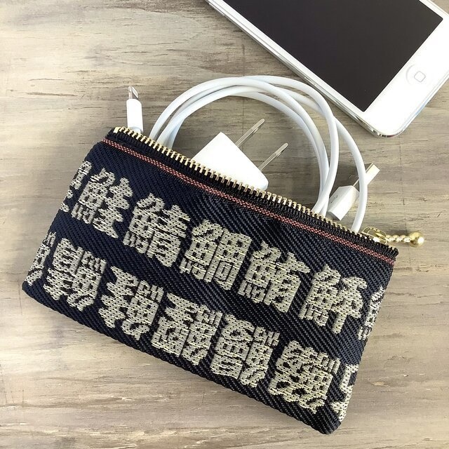 【魚の漢字】畳縁 テトラ型 ペンケース 金 釣り 寿司 和風