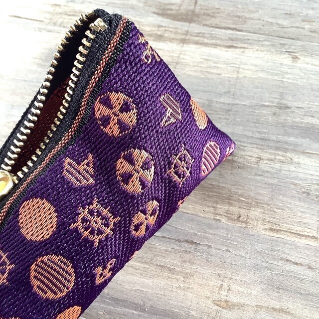 【マリン】畳縁 テトラ型 小銭入れ ミニポーチ 紫 オレンジ 海 ヨット