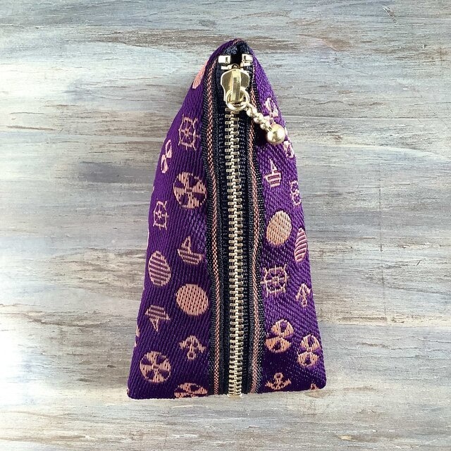 【マリン】畳縁 テトラ型 小銭入れ ミニポーチ 紫 オレンジ 海 ヨット