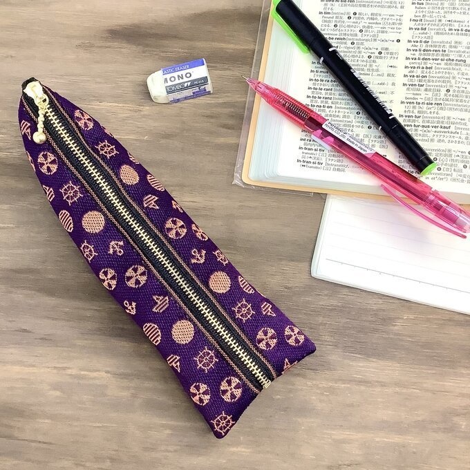 【マリン】畳縁 テトラ型 小銭入れ ミニポーチ 紫 オレンジ 海 ヨット