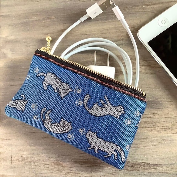 【ごろりん にゃんこ】畳縁 ぺたんこ 小銭入れ ミニポーチ カードケース 昼 猫 黄色