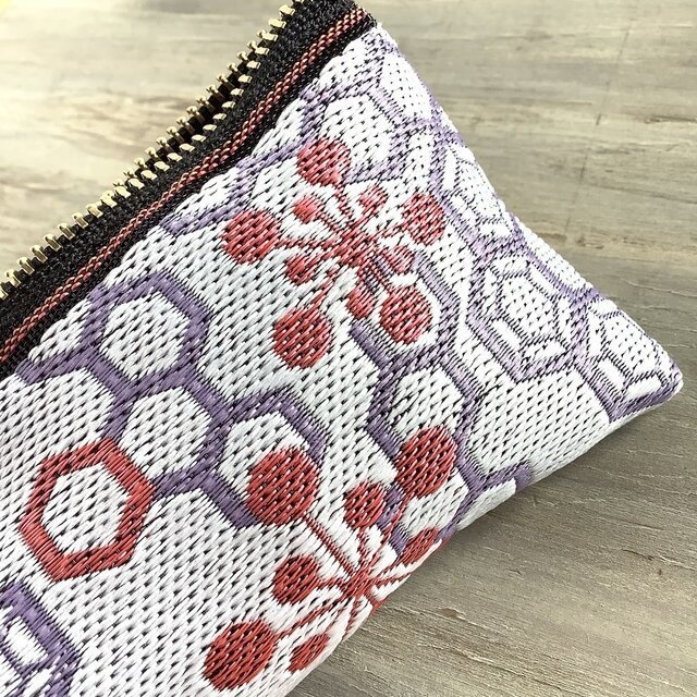 【梅亀甲】畳縁 テトラ型 ペンケース 白 和風 ハニカム