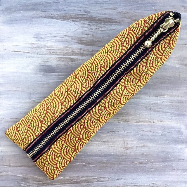 【金波】畳縁 テトラ型 ペンケース 青海波 縁起物 和風 伝統