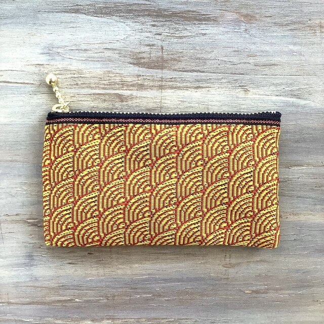 【金波】畳縁 ぺたんこ 小銭入れ ミニポーチ カードケース 青海波 縁起物 和風 伝統