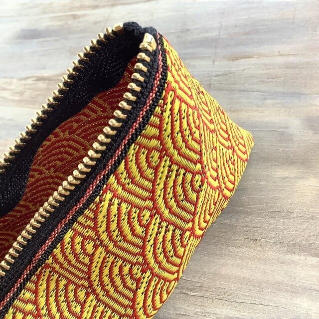 【金波】畳縁 ぺたんこ 小銭入れ ミニポーチ カードケース 青海波 縁起物 和風 伝統