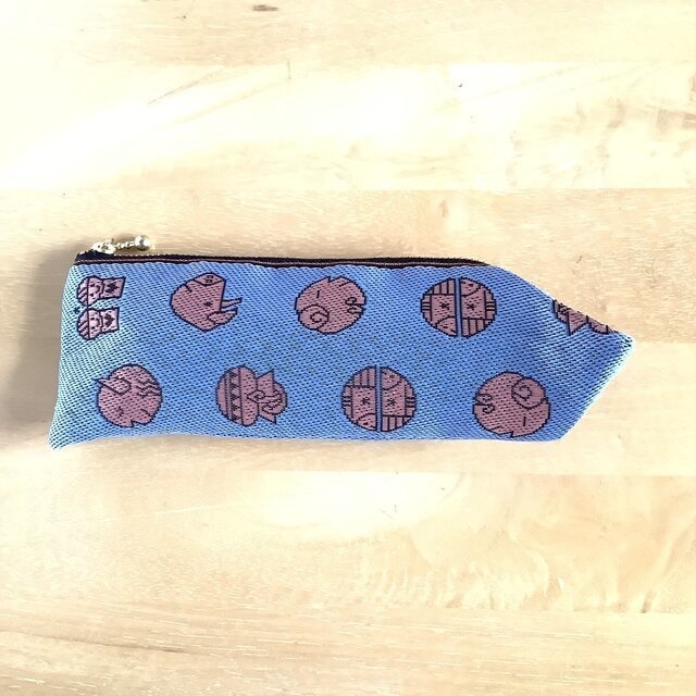 【星座柄】畳縁 テトラ型 ペンケース 水色 おうち時間