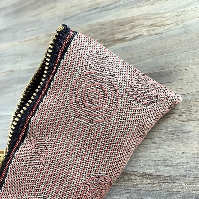 【枯山水】畳縁 テトラ型 ペンケース ピンク 禅 同心円 ストライプ