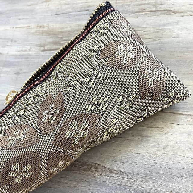 【鬱金桜】畳縁 テトラ型 ペンケース ベージュ シック 桜