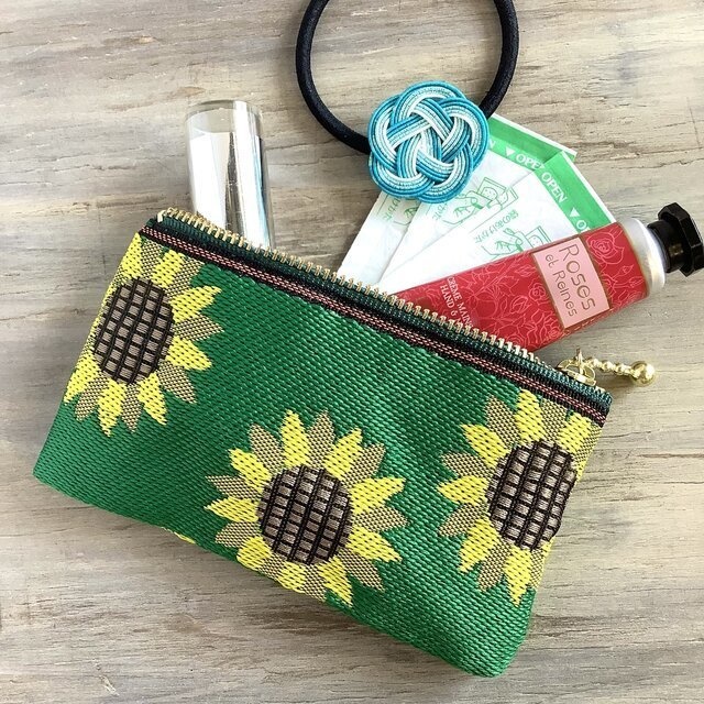 【ひまわり】畳縁 テトラ型 ペンケース 緑 ノスタルジー 夏