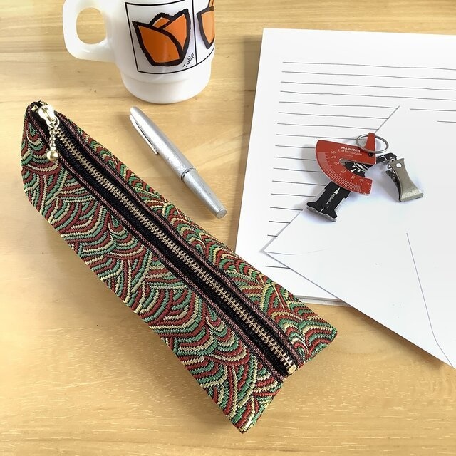 【サイケデリック】畳縁 ぺたんこ ミニポーチ 小銭入れ カードケース 黒 カラフル 和風 大人可愛い