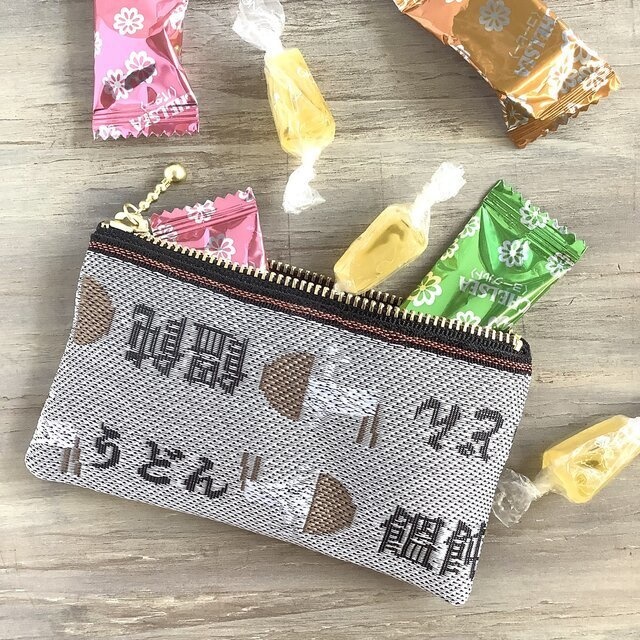 【うどん】畳縁 ぺたんこ ミニポーチ 小銭入れ カードケース 白 丼