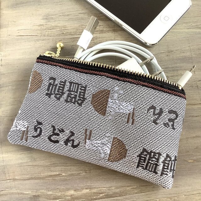 【うどん】畳縁 ぺたんこ ミニポーチ 小銭入れ カードケース 白 丼