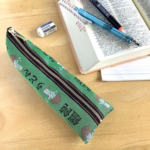【うどん】畳縁 ぺたんこ ミニポーチ 小銭入れ カードケース 緑 丼
