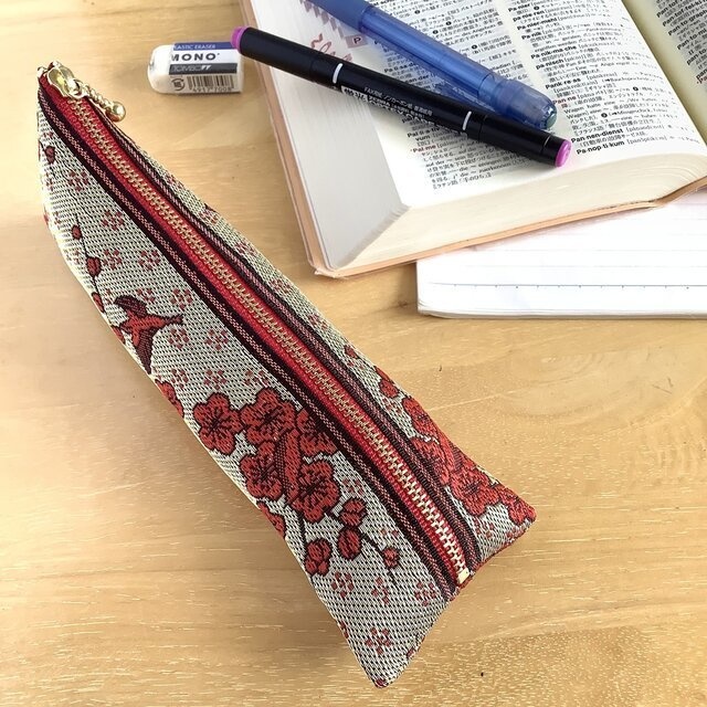 【梅に鶯】畳縁 ぺたんこ ミニポーチ 小銭入れ カードケース 小鳥 紅梅 春