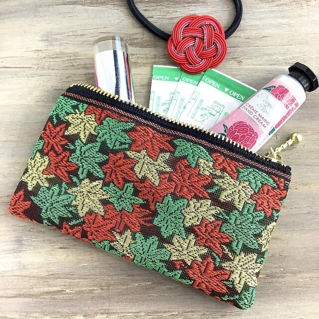 【竜田川】畳縁 テトラ型 ペンケース もみじ 紅葉 秋 和柄 カラフル