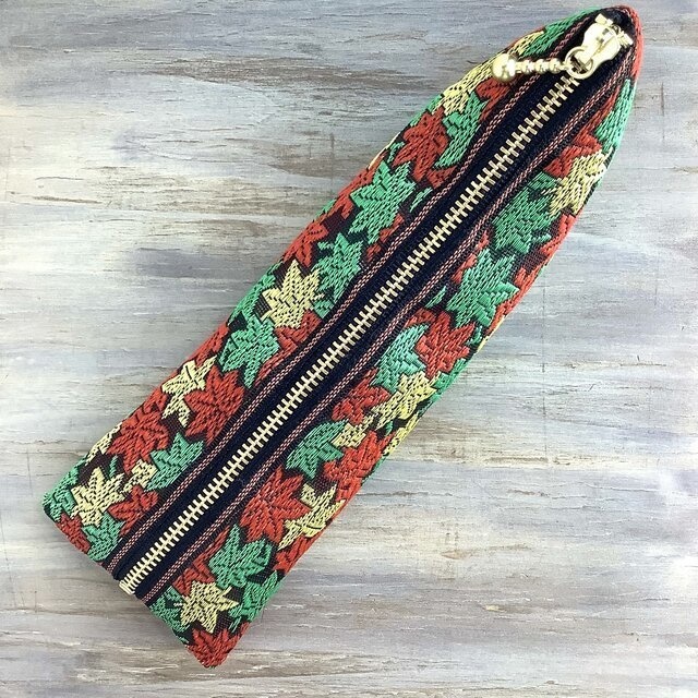 【竜田川】畳縁 テトラ型 ペンケース もみじ 紅葉 秋 和柄 カラフル