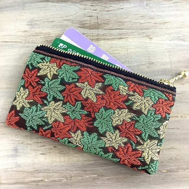 【竜田川】畳縁 ぺたんこ ミニポーチ 小銭入れ カードケース 秋 紅葉 和風