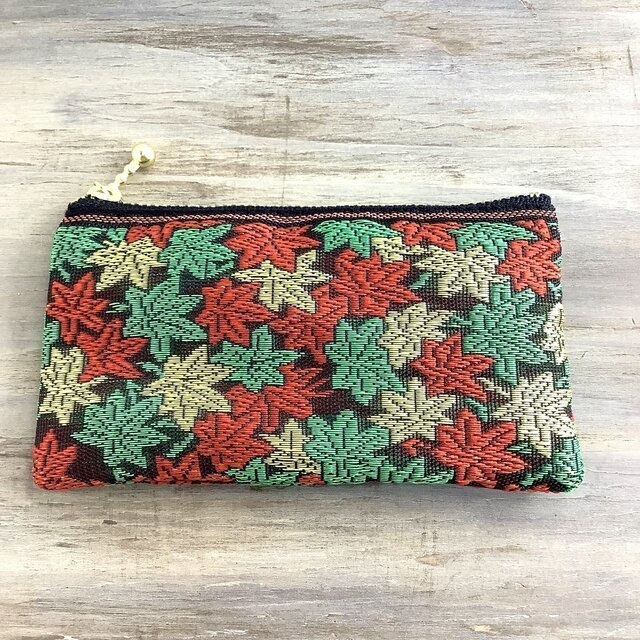 【竜田川】畳縁 ぺたんこ ミニポーチ 小銭入れ カードケース 秋 紅葉 和風