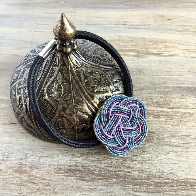 水引製 ヘアゴム【星明りの海】お花 キラキラ 紺 ブルー