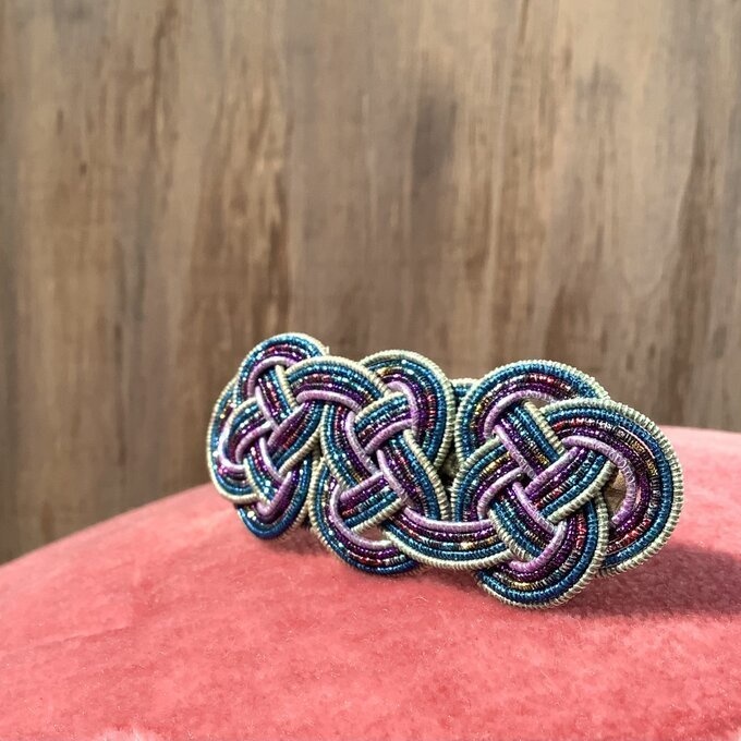 水引製 ヘアゴム【星明りの海】お花 キラキラ 紺 ブルー