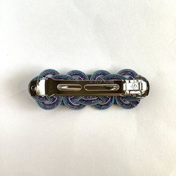 水引製 バレッタ【星明りの海】(大)キラキラ 紺 ブルー