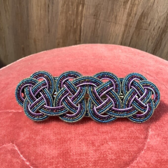 水引製 バレッタ【星明りの海】(大)キラキラ 紺 ブルー