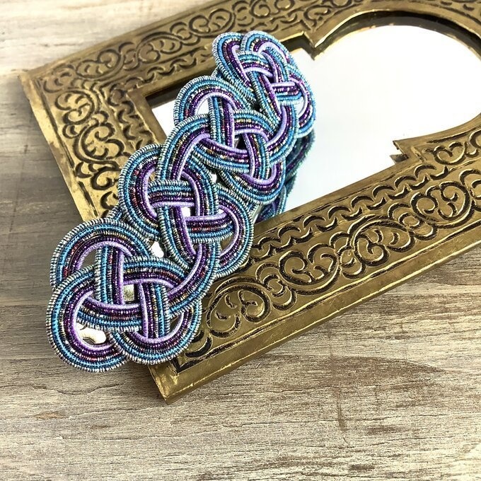 水引製 バレッタ【星明りの海】(大)キラキラ 紺 ブルー