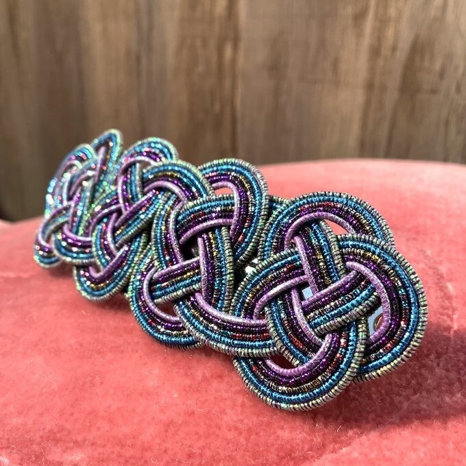 水引製 バレッタ【星明りの海】(大)キラキラ 紺 ブルー