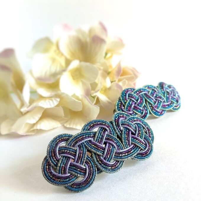 水引製 バレッタ【星明りの海】(小)キラキラ 紺 ブルー