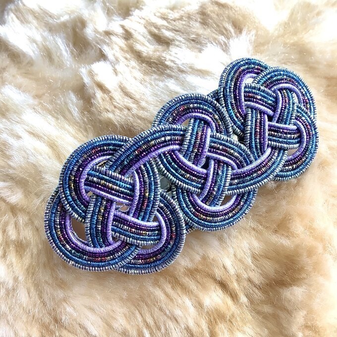 水引製 バレッタ【星明りの海】(小)キラキラ 紺 ブルー