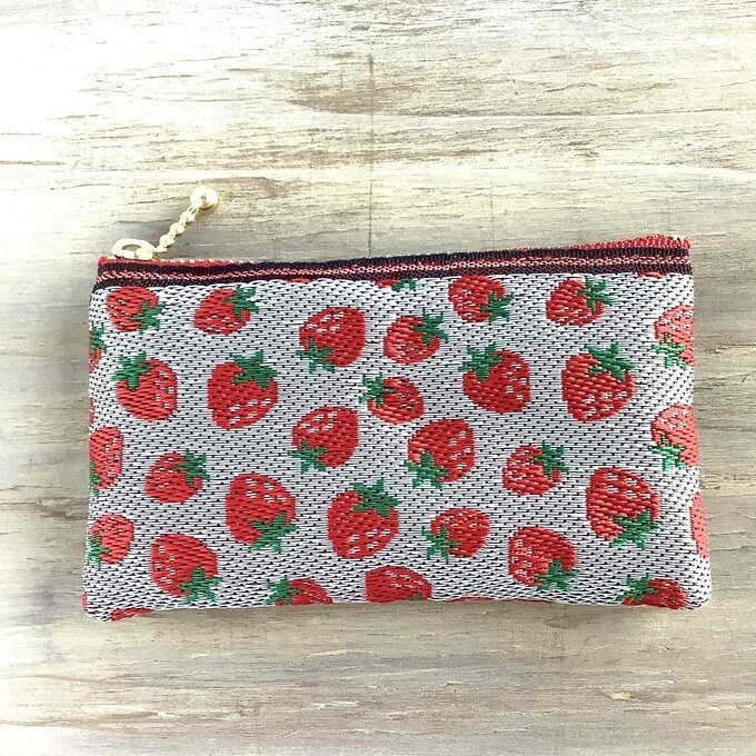 【いちご】畳縁 ぺたんこ ミニポーチ 小銭入れ カードケース ストロベリー レトロ 可愛い
