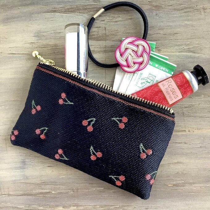 【さくらんぼ】畳縁 テトラ型 ペンケース チェリー レトロ 可愛い