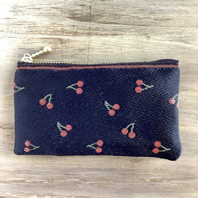 【さくらんぼ】畳縁 ぺたんこ ミニポーチ 小銭入れ カードケース チェリー レトロ 可愛い