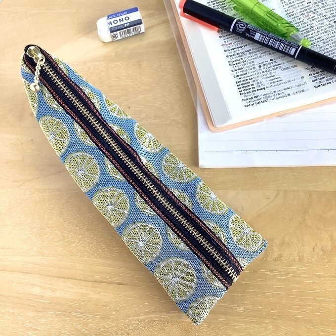 【レモン】畳縁 ぺたんこ ミニポーチ 小銭入れ カードケース シトラス 柑橘 フルーツ